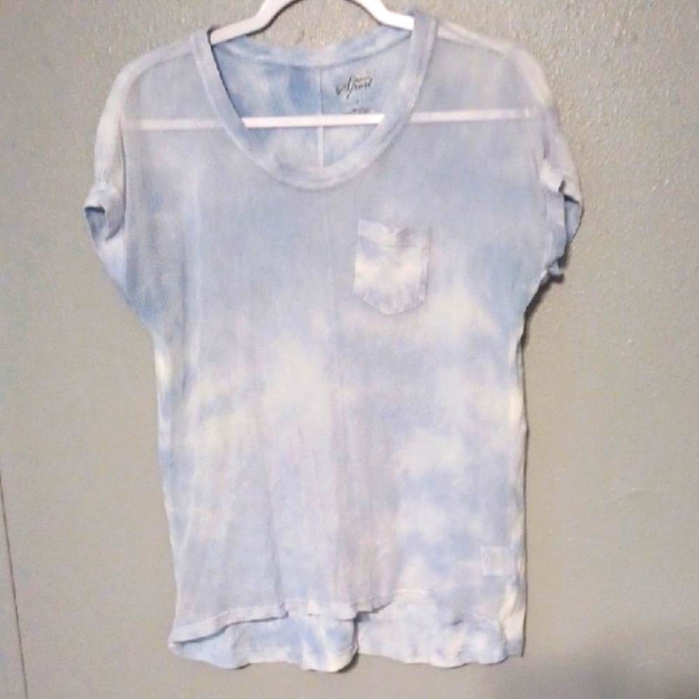Style & Co. Vintage Sport Mesh  Netted Cotton Tye Dye Beachy  CrewNeck Top S